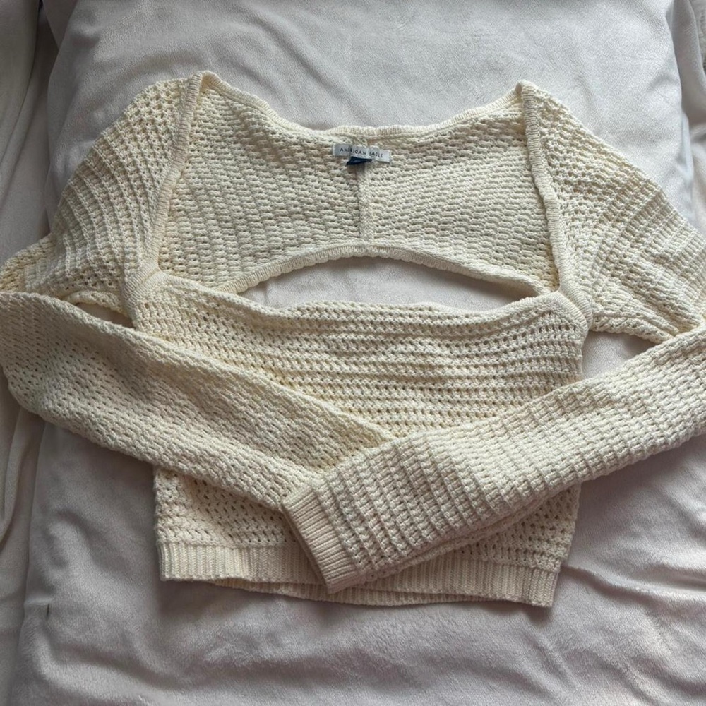 American Eagle Outfitters Cream Knit Sweater